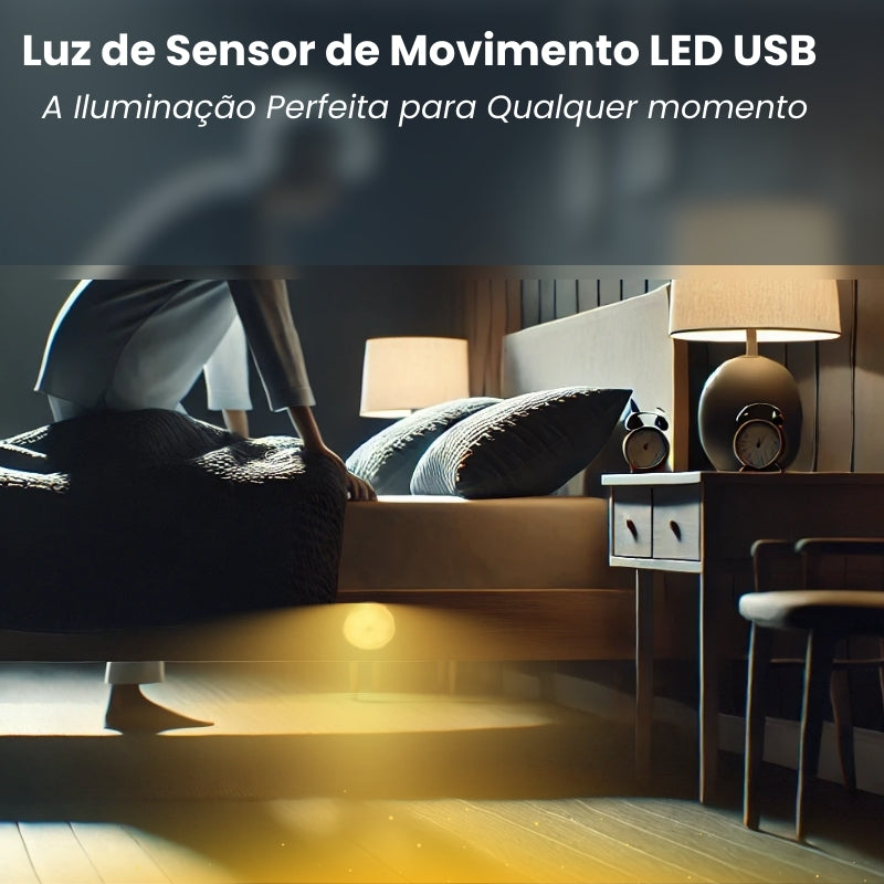 Luz de sensor de movimento LED USB NightLights Lâmpada recarregável para iluminação de quarto escada corredor armário